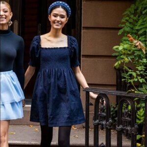 Hill House Athena Nap Dress in Navy Brocade Size XS